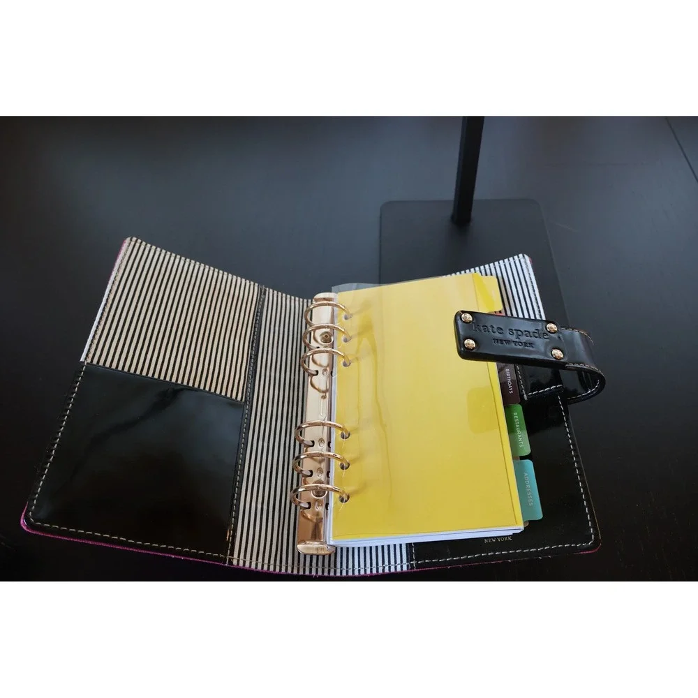 Kate Spade New York Hot Pink Canvas 6 Ring Planner Agenda Organizer